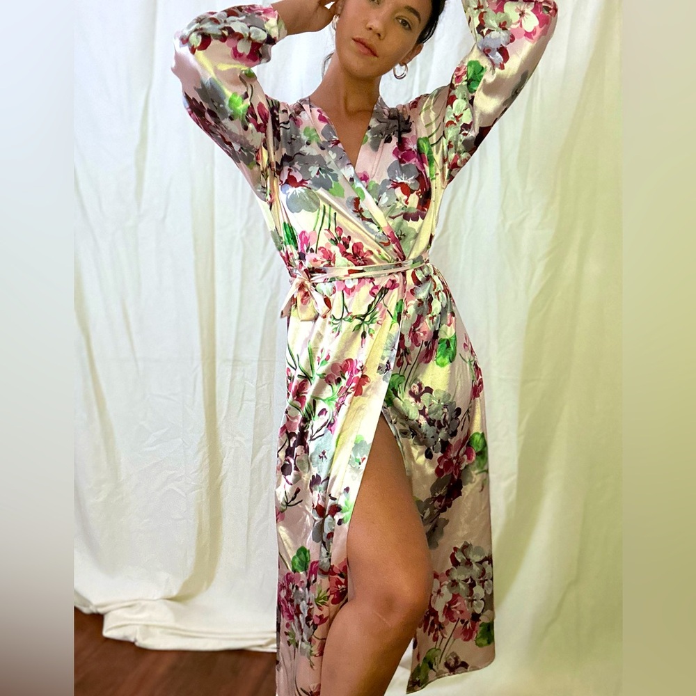 Floral robe satin
